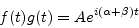 \begin{displaymath}
f(t) g(t) = A {e^{i (\alpha + \beta) t}}
\end{displaymath}