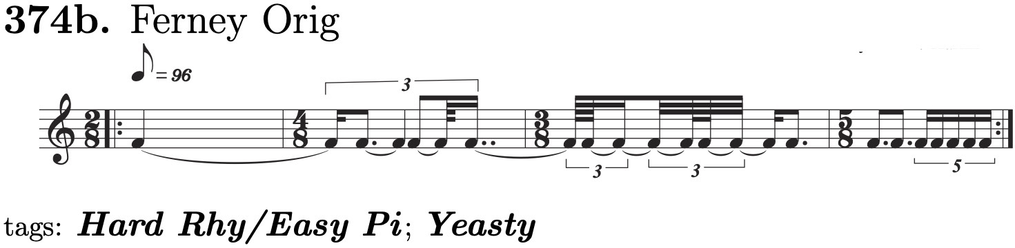 $\textstyle \parbox{5.5in}{{\mbox{}\\ \mbox{}\\ \Large\textbf{374b.} Ferney Orig......textbf{\emph{Hard Rhy/Easy Pi}}};\index{Yeasty}{\large\textbf{\emph{Yeasty}}}}$
