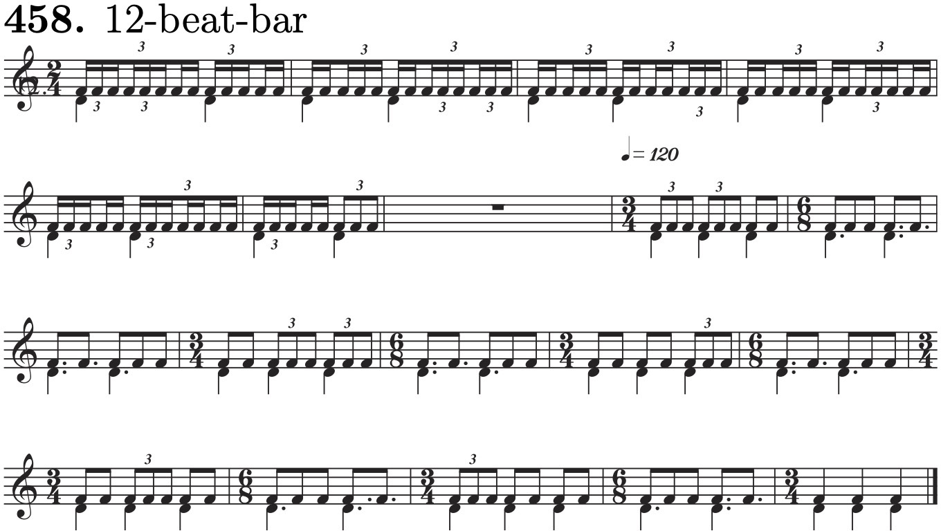 $\textstyle \parbox{5.5in}{{\mbox{}\\ \mbox{}\\ \Large\textbf{458.} 12-beat-bar}......udegraphics[scale=0.6, clip=true, trim=0in 0in 0in 0.6in]{pdfs/458.pdf}} \\}$