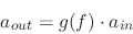 \begin{displaymath}
a_{out} = g(f) \cdot a_{in}
\end{displaymath}