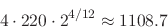 \begin{displaymath}
4 \cdot 220 \cdot 2^{4/12} \approx 1108.7
\end{displaymath}