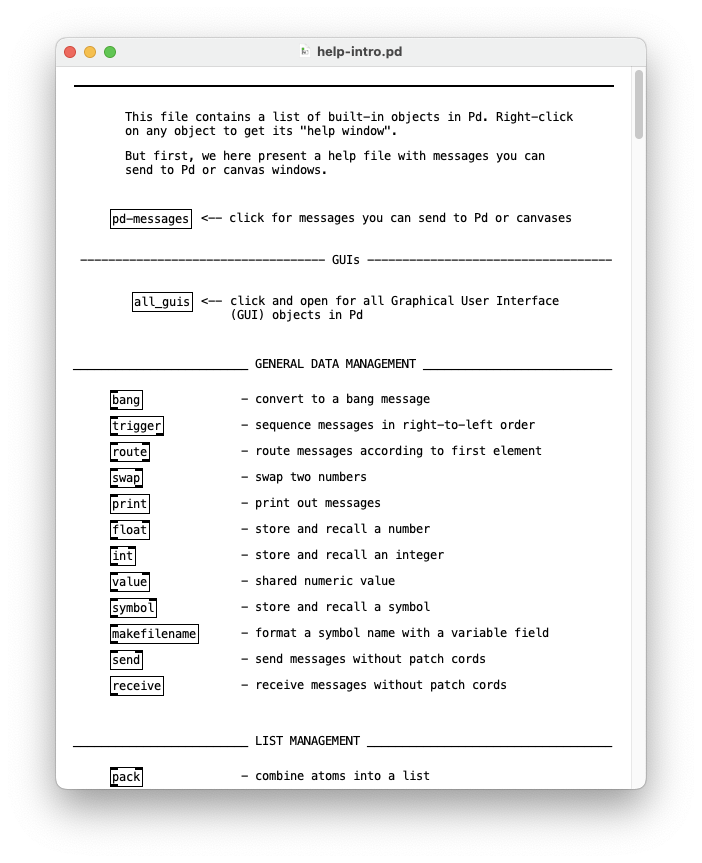 list of objects