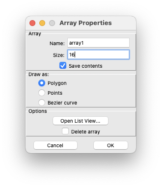 array properties window