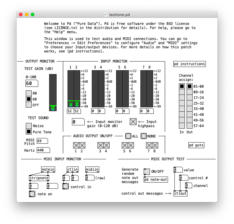 test audio and midi patch