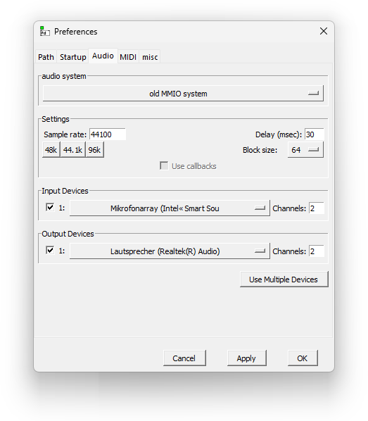 preferences dialog