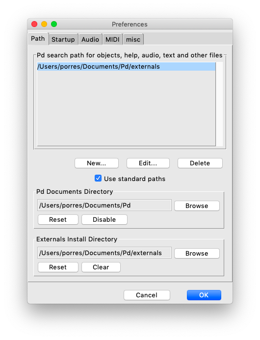 preferences dialog