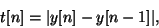 \begin{displaymath}
t[n] = \vert y[n] - y[n-1] \vert,
\end{displaymath}