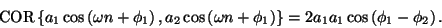 \begin{displaymath}
{\mathrm{COR}} \left \{ {
{a_1} \cos \left ( {\omega} n +...
...}
= 2 {a_1} {a_1} \cos \left ( {\phi_1} - {\phi_2} \right ) .
\end{displaymath}