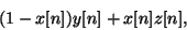 \begin{displaymath}
(1 - x[n])y[n] + x[n]z[n],
\end{displaymath}