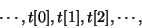\begin{displaymath}
\cdots , t[0], t[1], t[2], \cdots ,
\end{displaymath}