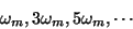 \begin{displaymath}
\omega_m, 3\omega_m, 5\omega_m, \cdots
\end{displaymath}