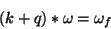 \begin{displaymath}
(k + q) * {\omega} = {\omega_f}
\end{displaymath}